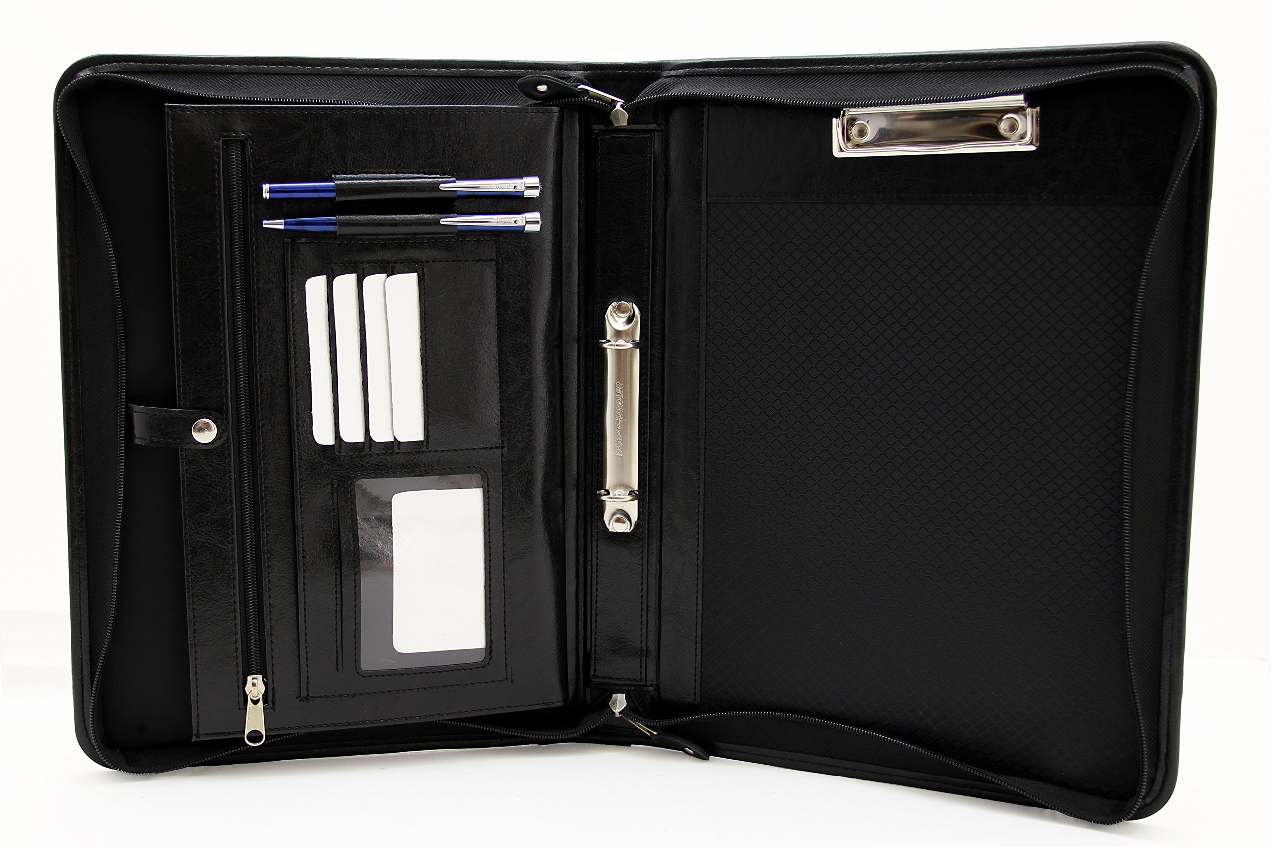 Noda Faux Pu Leather Business Presentation Meeting Conference A4 Folder 2 Ring Binder (Black)