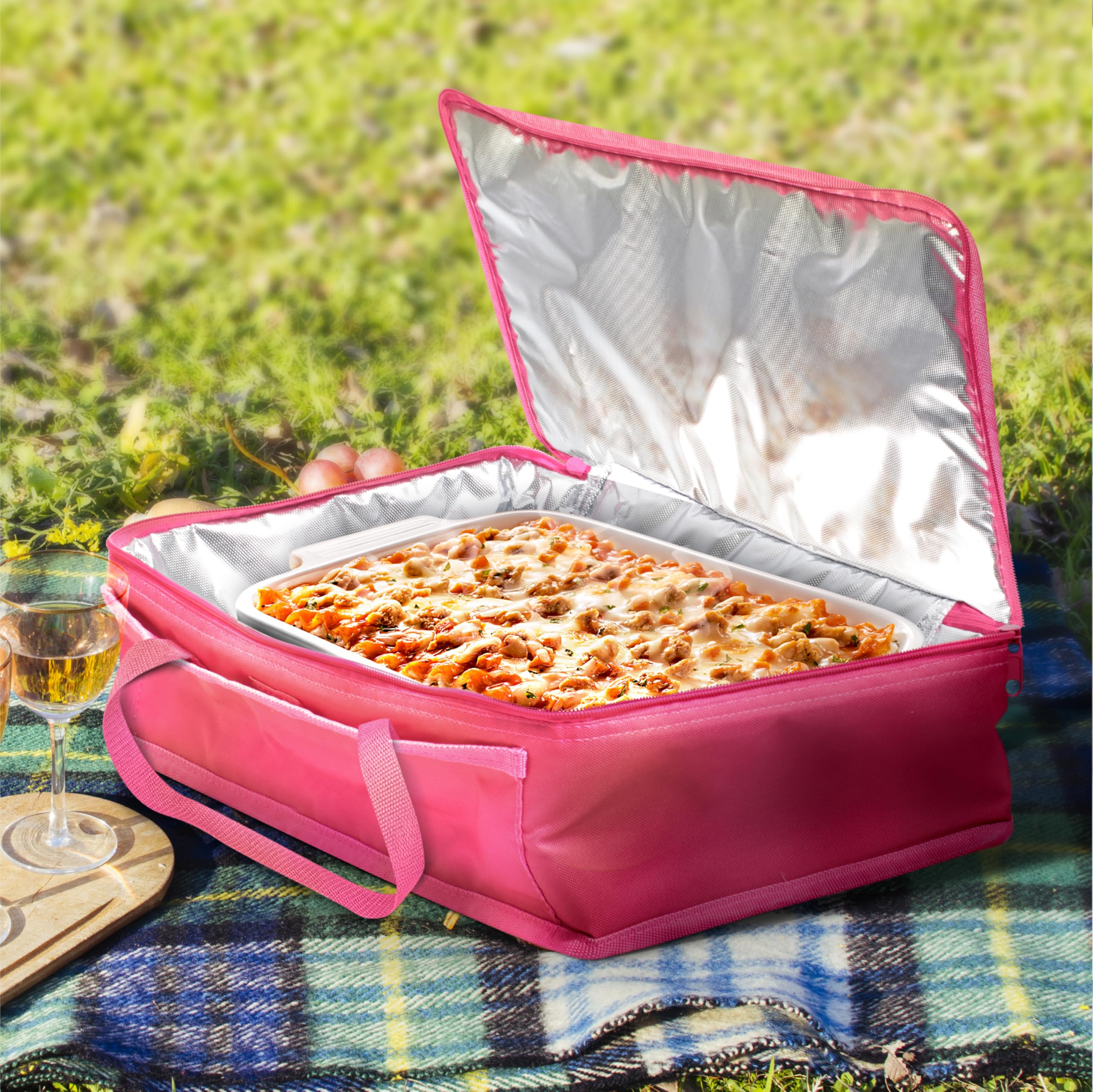 Dawhud Direct Insulated Casserole Carrier Bag - Food Transport Carrier for Hot or Cold Dishes - Thermal Travel Bags for Women, Picnics, Office, Parties - Pan Carrier - Pink