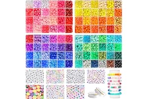 Redtwo 96 Colors Pony Beads for Bracelet Making Kit, Rainbow Kandi Beads Bulk Hair Beads Friendship Bracelet Kit, Craft Gifts Set for Girls