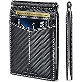 SERMAN BRANDS RFID Blocking Wallet Slim Bifold - Genuine Leather Minimalist Front Pocket Wallets for Men with Money Clip Gift