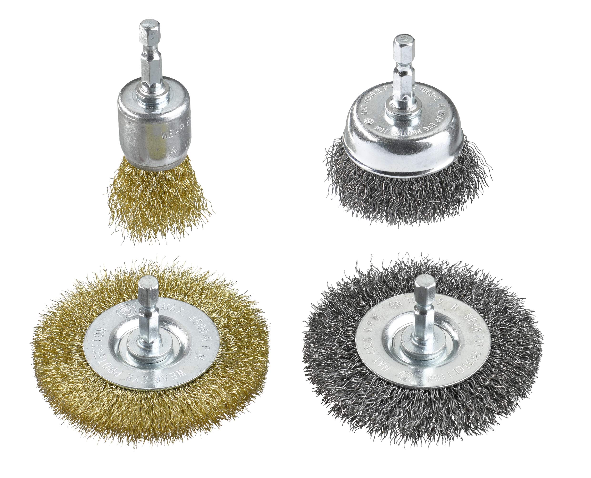 kwb 597520 Wire brush set for drilling machines with E 6.3 recording made of brass wire and steel wire — image 1