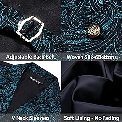Barry.Wang Mens Blue Green Paisley Victorian Suit