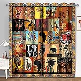 HIYSMT African Tribal Blackout Curtains American Woman Curtain Afro Ethnic Patchwork Style Art Window Treatments Wildlife Elephant Giraffe Drapes for Bedroom Living Room 2Panels 42x84inch HI02CL