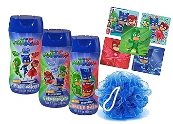 Amazon Com Pj Masks Super Hero 4pc Bathroom Collection Includes Body Wash Shampoo Bubble Bath Bath Scrubby Plus Bonus Pj Mask Character Stickers Beauty