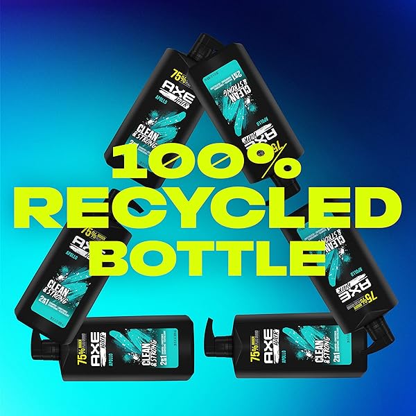 AXE 2-IN-1 SHAMPOO & CONDITIONER FOR CLEAN & STRONG HAIR APOLLO WASH & CARE SAGE & CEDARWOOD 100% RECYCLED BOTTLE 28 OZ