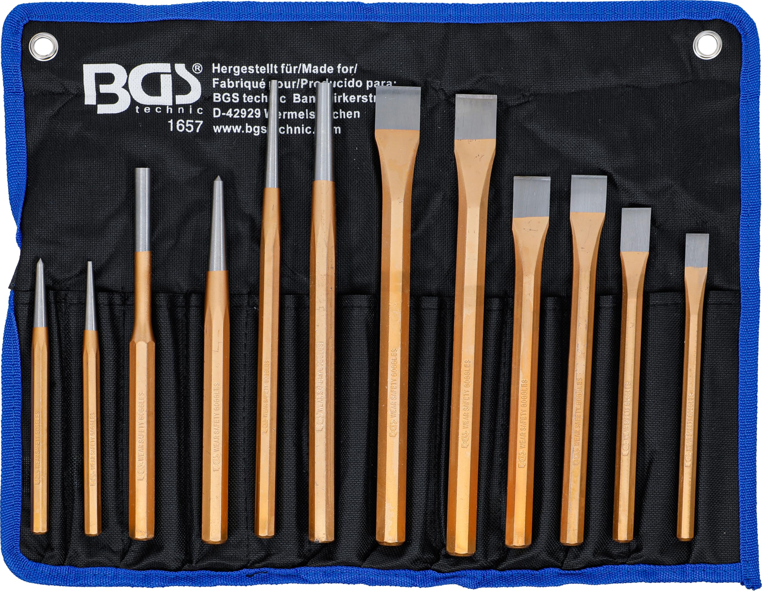 BGS 1657 | Pin Punch / Chisel / Centre Punch Set | 12 pcs.