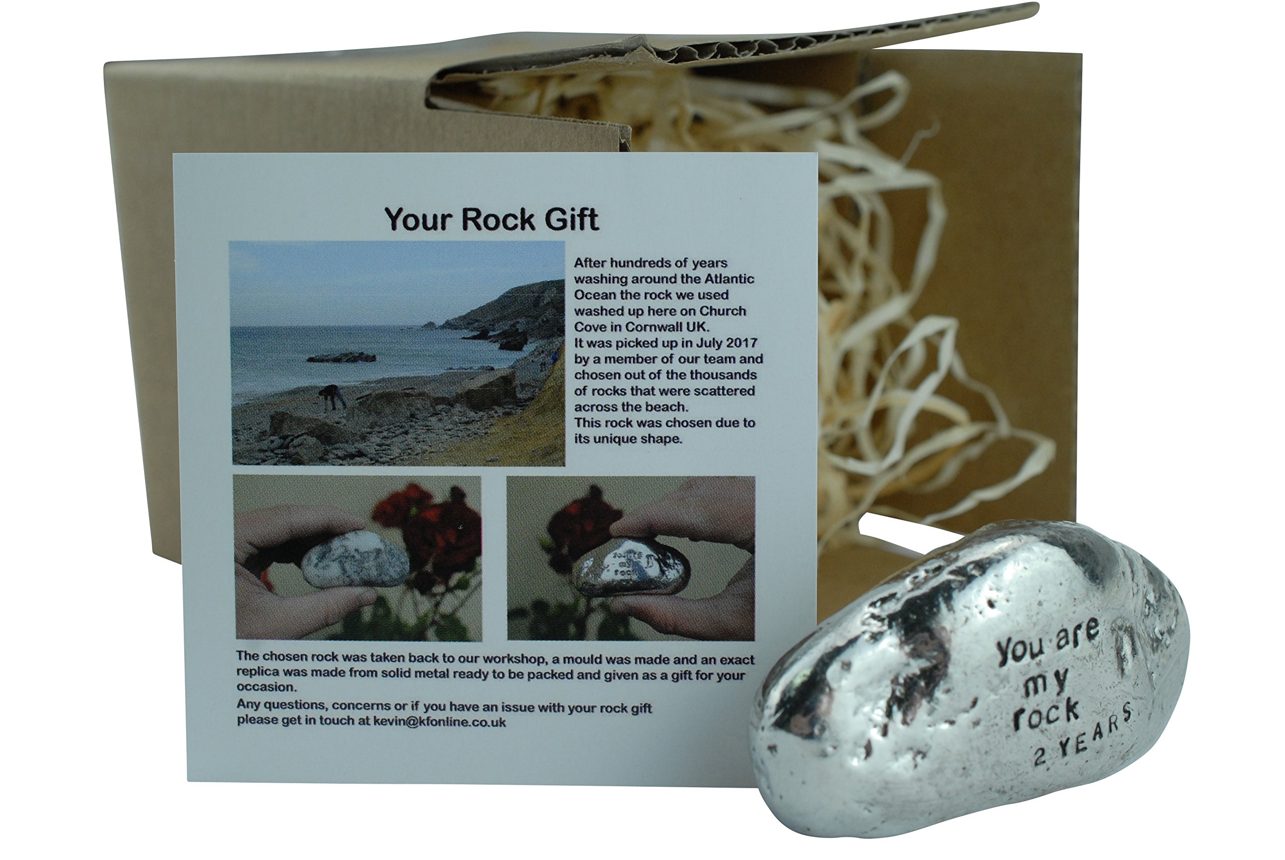 Pirantin 2nd Anniversary You Are My Rock Gift Idea - Solid Metal Heavy Polished Rock Gift for 2 Year Anniversary