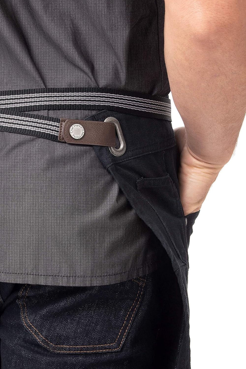 Chef Works unisex adult Berkeley Half Bistro Work Utility Apron, Jet Black W/Black/Gray Suspenders, One Size US: Clothing