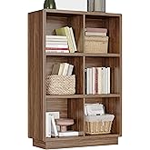 ChooChoo 3-Tier Bookshelf, 6 Cube Storage Organizer, Wooden Bookcase with Storage, Cube Storage Bookshelf for Bedroom and Home Office, Brown Walnut