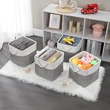 Mangata Cube Storage Boxes 30x30x30cm Grey White 3 Pack Fabric Collapsible view 6