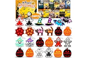 KISS MONKEY Halloween Party Favors for Kids 24 PCS Halloween Pop Fidget Keychain,Halloween Toys Treats for Kids,Halloween Goodie Bag Stuffers,Halloween Classroom Prizes,Halloween Fidget Toys