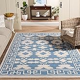 SAFAVIEH Bella Collection Area Rug - 6' x 9', Blue & Ivory, Handmade Wool, Ideal for High Traffic Areas in Living Room, Bedro