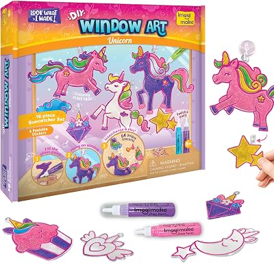 Imagimake Window Art Unicorn Craft Kit 16 Glass Paints Kids Window Suncatcher