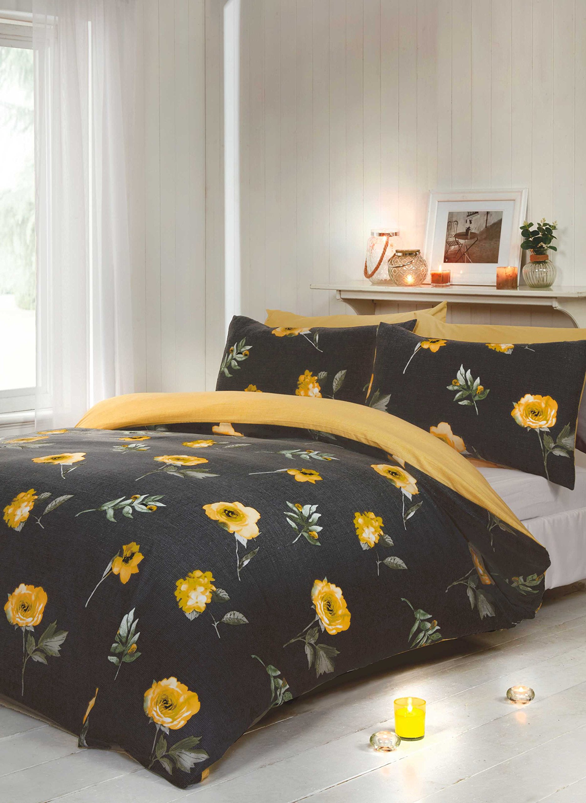 Rapport Home Darcy Duvet Set, SuperKing-Primrose, Polyester-Cotton, Super-King