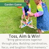 Jaques of London Quoits Garden Game Wooden Ring Toss 4 Quoits Canvas Bag view 5
