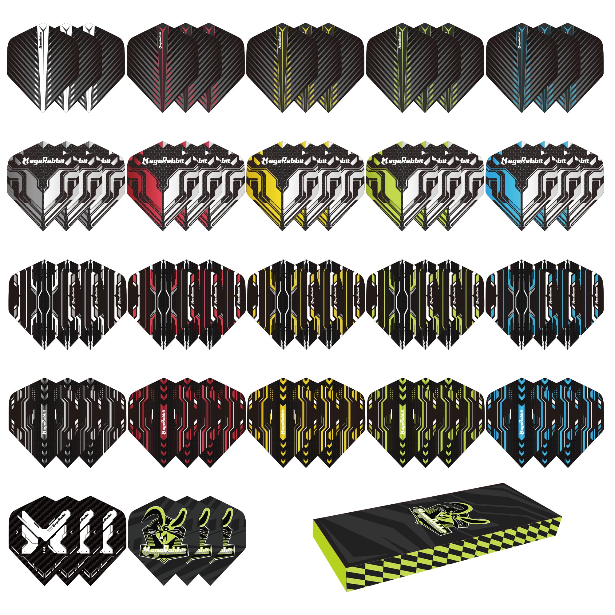 MageRabbit 66pcs Standard Dart Flights - Durable Polyester Flights for Soft & Steel Tip Darts - Tournament Ready Accessories,Dart flight Kit, Dart Flight Accessories