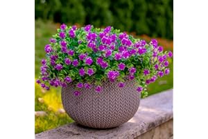 AXYLEX Artificial Flowers Outdoor Fake Plants - 12 Bundles UV Resistant No Fade Faux Plastic Greenery Home Garden Porch Patio Decoration (Mgenta)