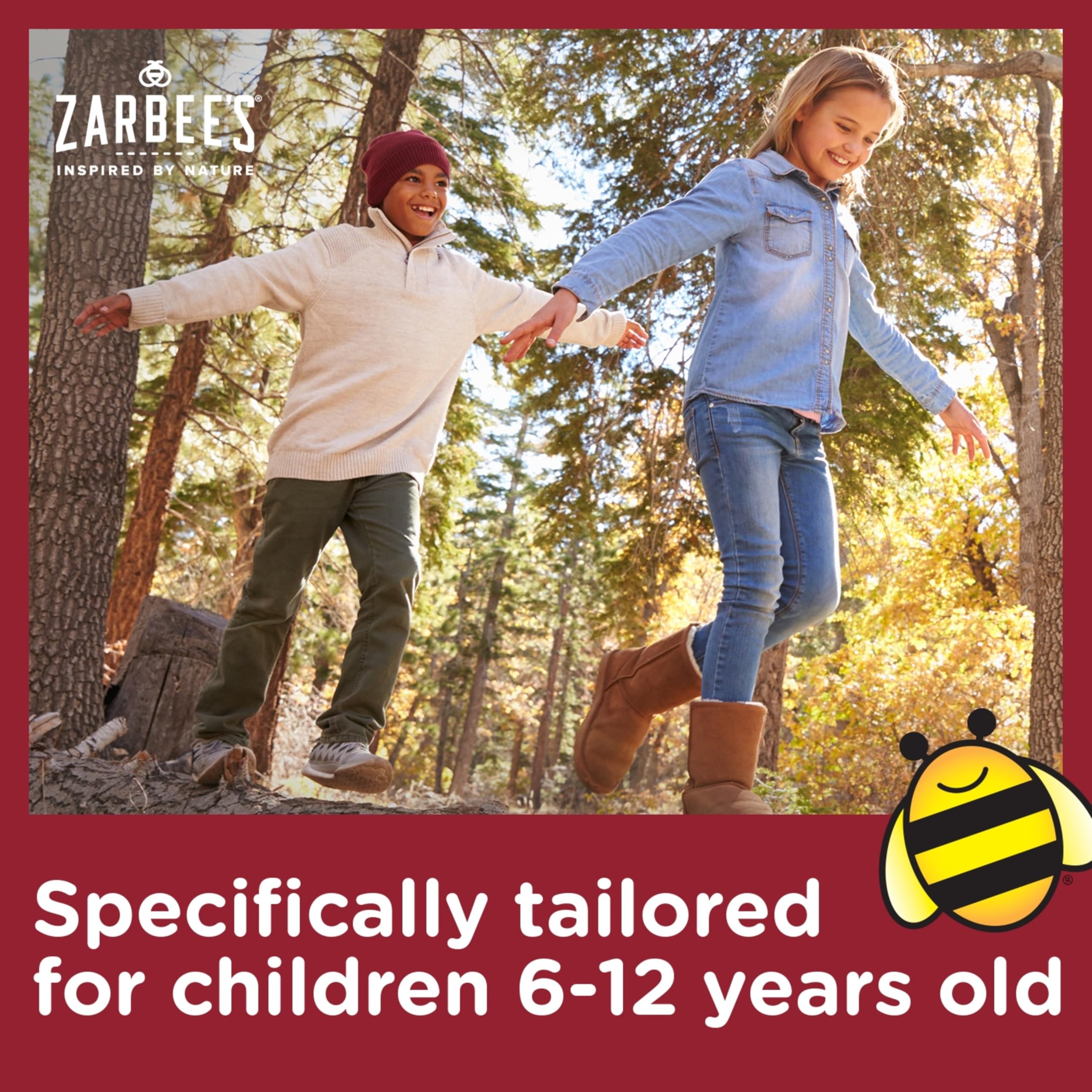 Zarbee's Children's Daytime All-in-One Honey Cough Syrup + Mucus, Throat & Nasal for Kids 6-12 + Dark Honey, Ivy Leaf Extract, Zinc Turmeric Root, & B-Vitamins, Drug-Free, Grape, 4 fl oz