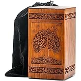 Wooden Urns for Human Ashes Adult - Tree of Life Urn,250 lbs,Decorative Funeral Urns Box and Cremation Box for Men Women,Cremation Urns for Burial