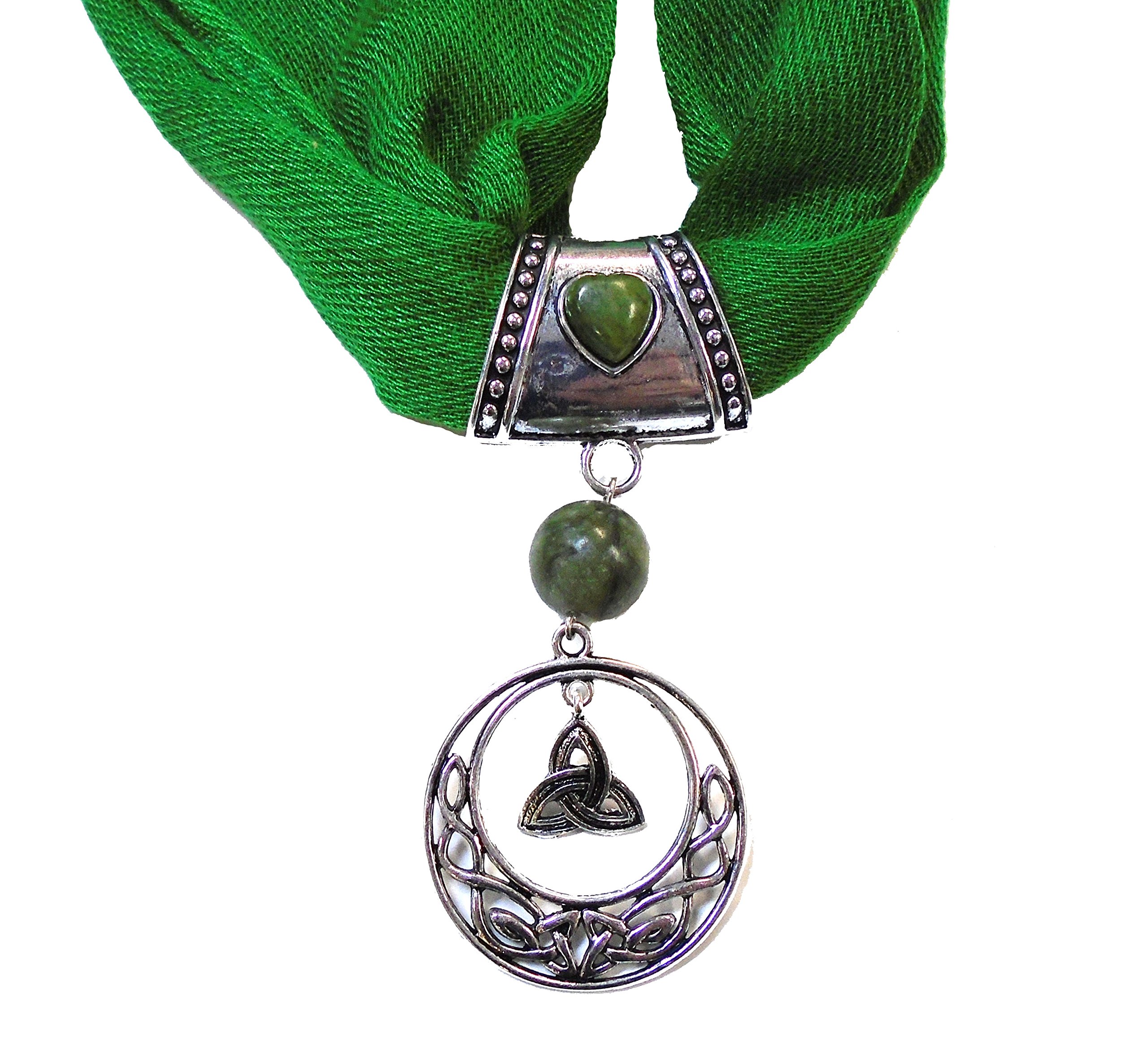 "Trinity Knot Charm Scarf" Made with Genuine Irish Connemara Marble "Trinity Knot Charm Scarf" Made with Genuine Irish Connemara Marble
