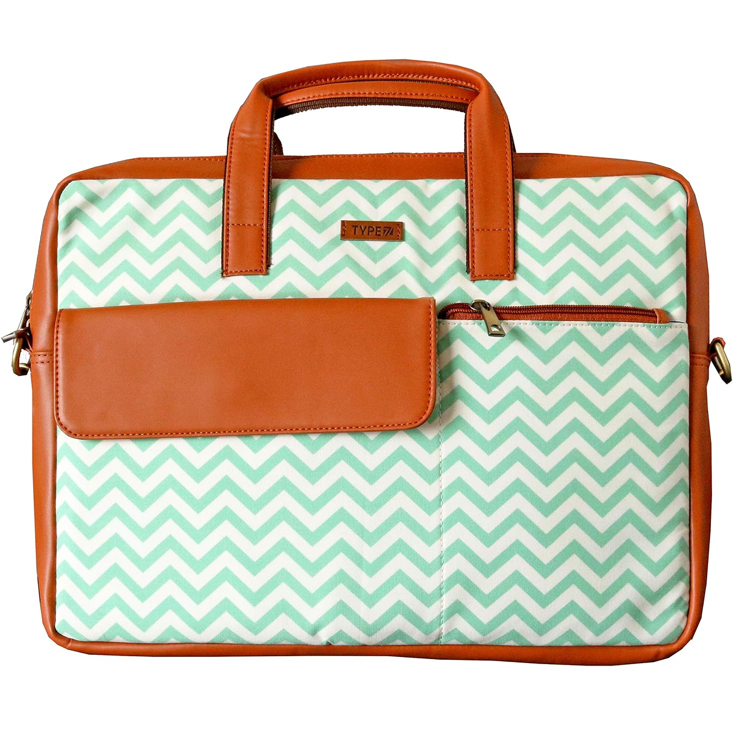 TYPE 7 (LABEL) Laptop Bag with Shoulder Strap Chevron Design Slim