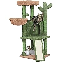 Topeakmart 42″ H Cactus Cat Tree, Cute Cat Tower w/Scratching Posts, Indoor Cat Furniture Cat Activity Center Play House w/Pl