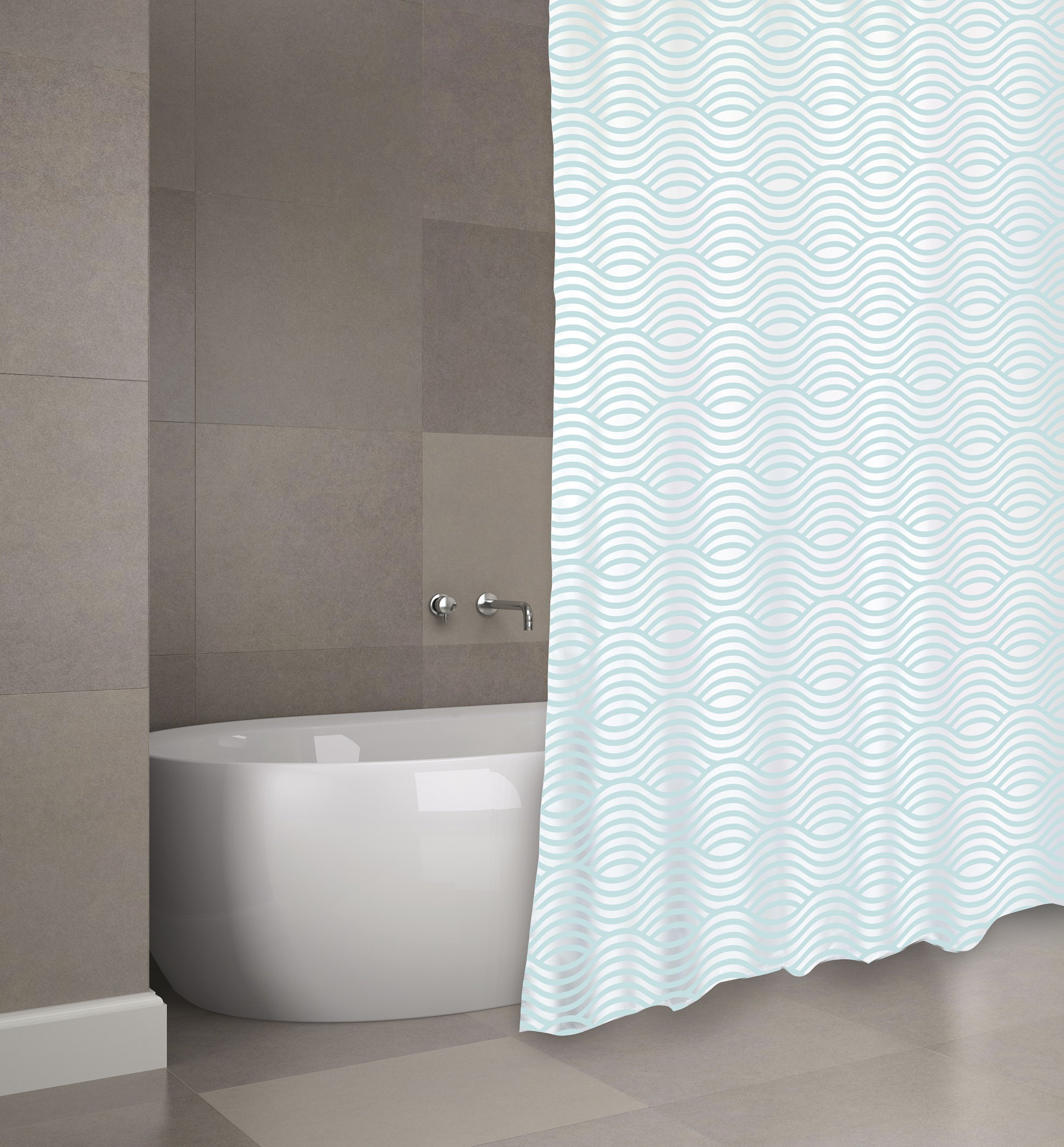 MSV Shower curtain Premium 180x200cm Wave pastel green