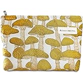 STARDW Cute Makeup Bag Aesthetic Cosmetic Bags for Women Girls, Travel Toiletry Bag Large Capacity Zipper Makeup Pouch, Purse Organizer Pouches,Canvas Lining (Yellow Mushroom)