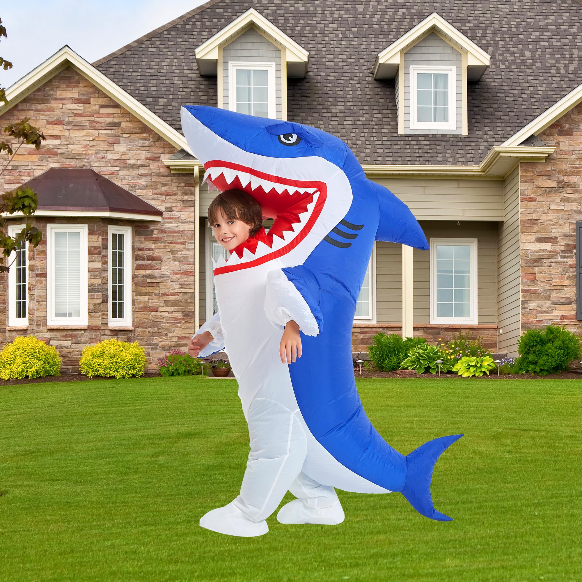 One Casa Blow Up Party Costume,Inflatable Costumes for Kids, Full Body Shark Costume,Halloween Costumes for Boys Girls