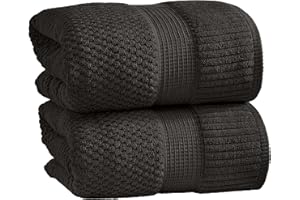 NY Loft 100% Cotton 2 Pack Bath Sheet Towel Set | Extra Large Oversize Bath Towels | Absorbent & Quick-Dry | Textured and Durable Cotton | Black