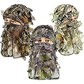 Sintege 3 Pieces 3D Camo Turkey Hunting Face Mask Camouflage Leafy Hat Ghillie Face Covering 3D Full Cover Camo Headwear Turkey Hunting Gear Accessories