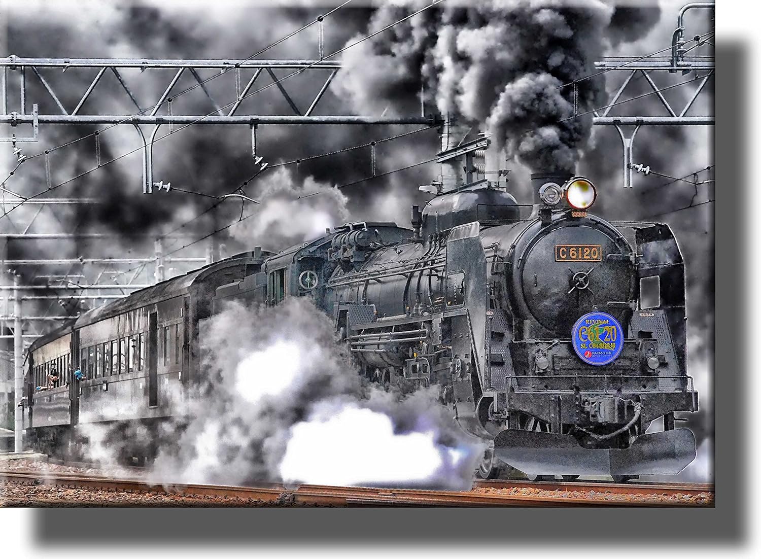 Steam Engine Train Picture on Stretched Canvas Wall Art Décor, Ready to Hang!