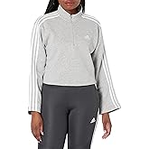 adidas Womens 3-Stripes Quarter Zip Sweatshirt Training Casual - Black