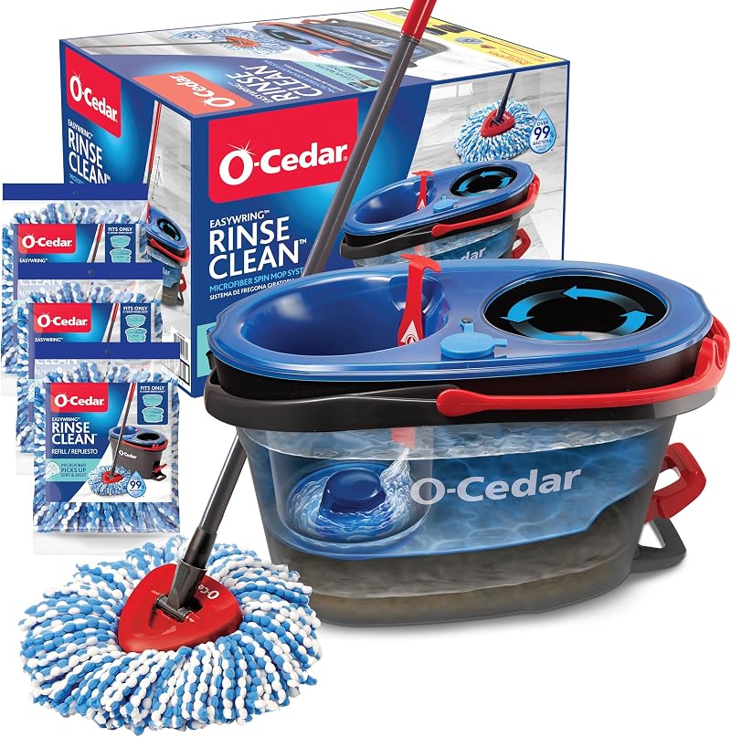 O-Cedar EasyWring RinseClean Spin Mop & Bucket System with 3 Refills