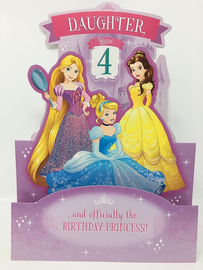 Geburtstagskarte zum 4. Geburtstag „Disney Prinzessin“: Amazon.de