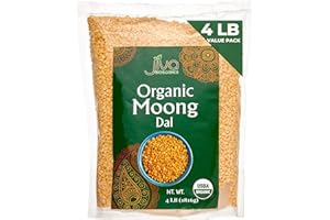JIVA ORGANICS Jiva USDA Organic Moong Dal Yellow - 4 Pound (Split Mung Beans Washed)