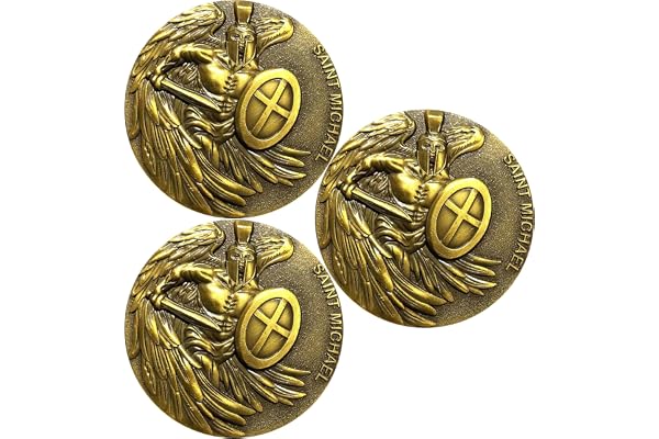 CYOUNG Saint Michael Guardian Angel Challenge Coin - Divine Protection Bible Verse Pocket Token Military Gift (Pack of 3)