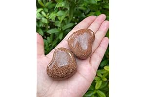 GAF TREASURES Large Red Goldstone Heart, 1.75" Polished Red Goldstone Puffy Heart, Red Goldstone Worry Stone, Palm Stone, Red Goldstone Heart Stone