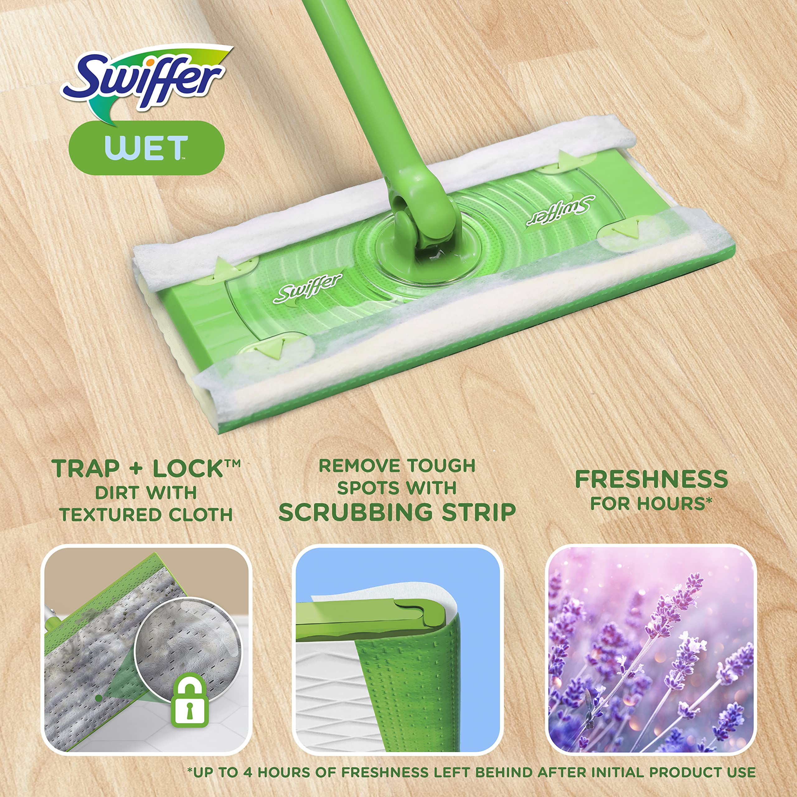 Swiffer Sweeper Wet Mopping Pad Refills for Floor Mop with Febreze Lavender Vanilla & Comfort Scent 24 Count