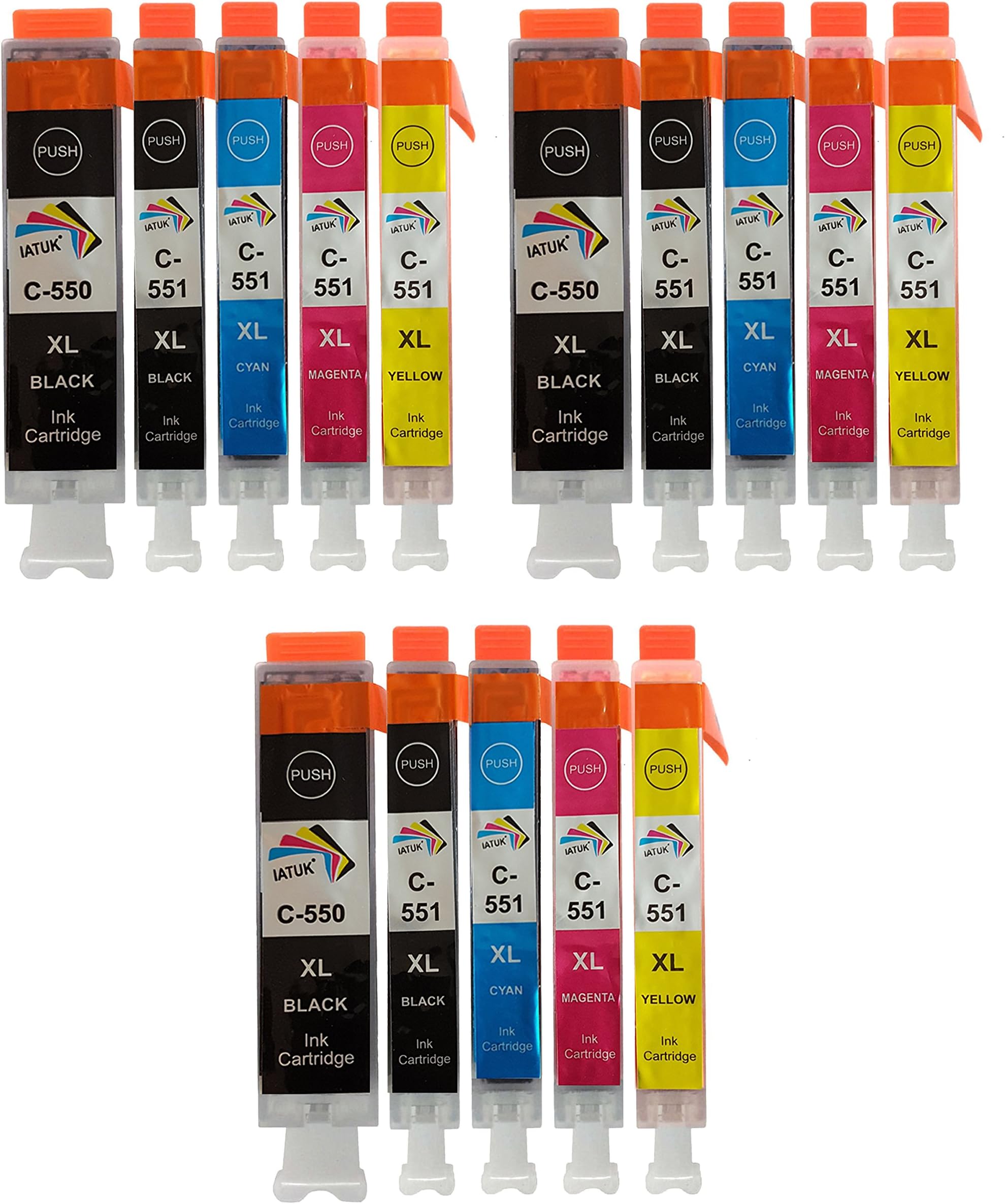 15 XL IATUK CLI-551XL/ PGI-550XL Compatible Ink Cartridges for Canon Pixma MG5450 MG5550 MG5650 MG6350 MG6450 MG6650 MX725 MX925 MX725 MG7150 iP7250 Printers