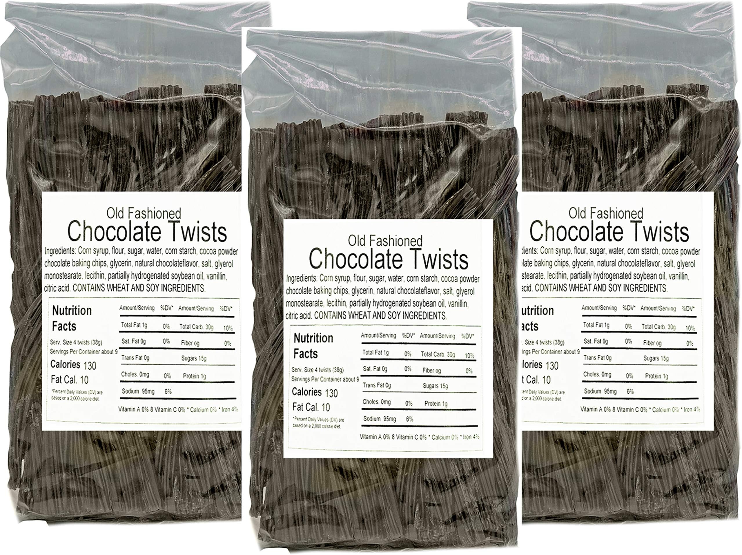 Amish Licorice Twists - Three 16 Oz Pkgs (Chocolate)
