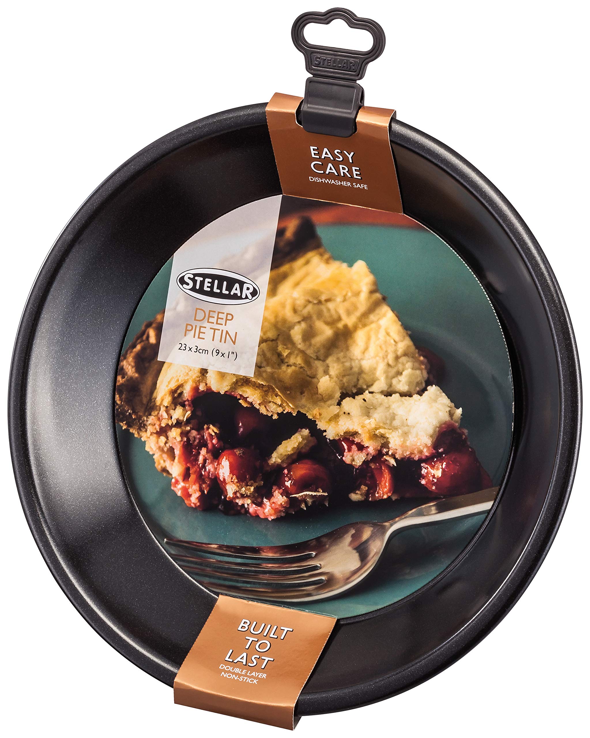 Stellar Bakeware Deep Pie Tin, Carbon Steel, Dishwasher Safe, 24cm x 24cm x 3cm