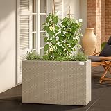 CASARIA Flower Box 4 Inner Pots Polyrattan Cream Outdoor Planter Rectangular view 6
