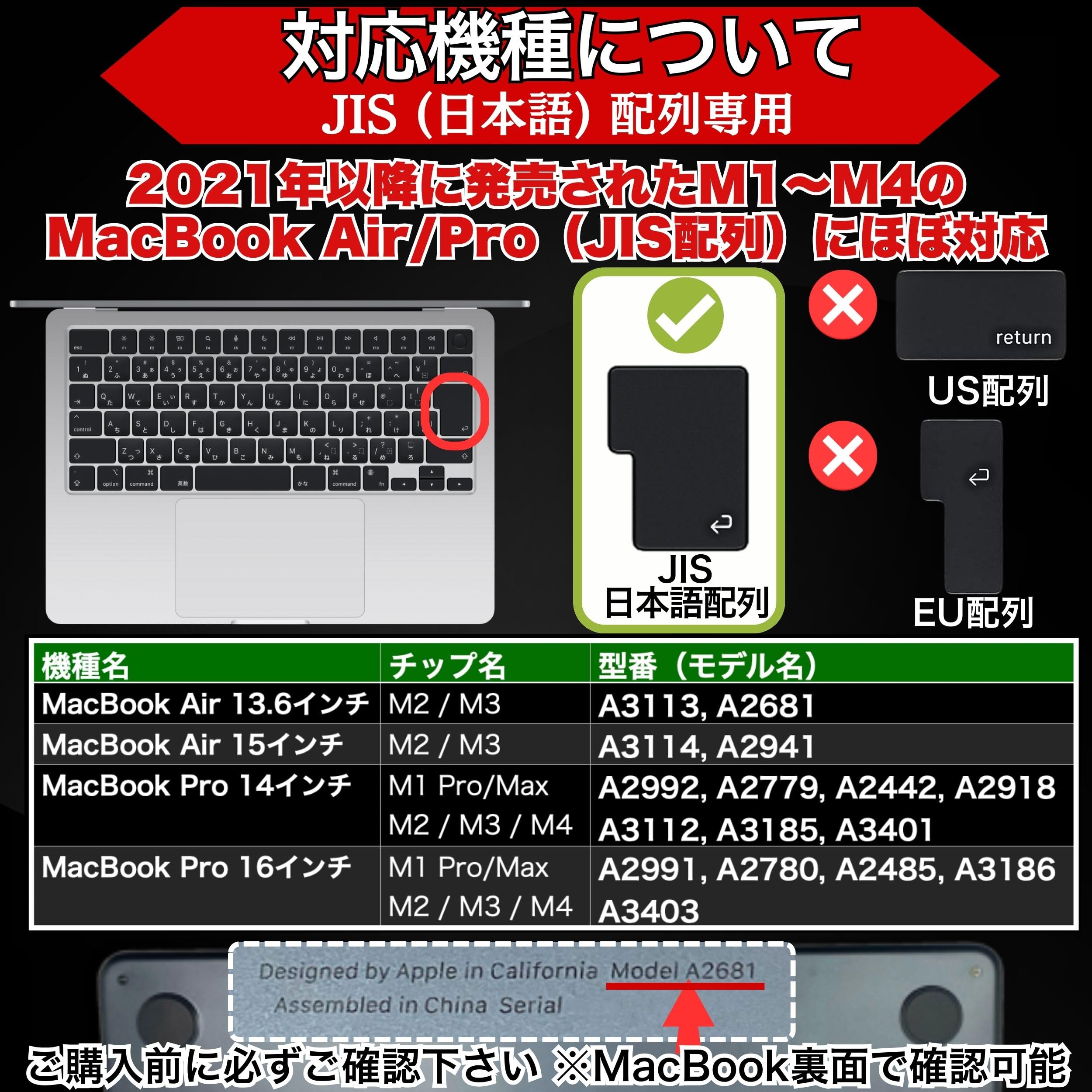 [Macbook Pro/Air M2 M3 Keyboard Cover, Japanese Manufacturer] JIS Array (2021-2024) Model Numbers, Water Resistant, Dustproof, Compatible with A3113, A3114, A2991, A2992, A2779, A2780, A24442, A2485,