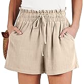 ANRABESS Linen Shorts for Women Summer Casual Wide Leg Loose High Waist Drawstring Dressy Shorts 2026 Beach Vacation Clothes