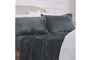 NY Loft Ultra Soft Micro Fleece Sheets Set with Extra Deep Pockets | Extra Soft Velvet Fleece Sheet Set | Super Plush Polar Fleece | Velvet Plush Cozy Warmth | Tribeca Collection (Queen, Dark Grey)
