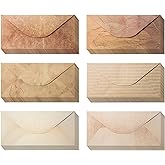 【Pack 48 】Vintage Style Envelopes - Classic Aged Envelopes in 6 Unique Designs - Old Looking Antique Looking- 4 x 8.7 inches (48 Pack)