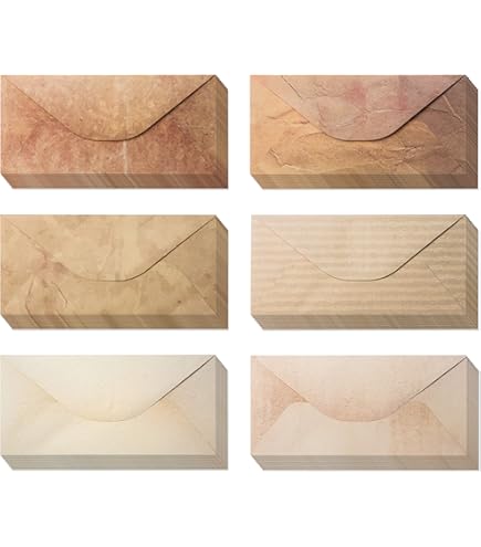 ANZON MORIES Lot 48 Enveloppes Papier Parchemin Vintage 21,6x27,9cm - Style Ancien Avec Auto-Adhésives