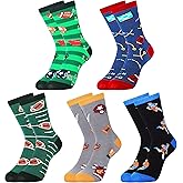 Belloxis Funny Athletic Socks 5 Pcs, Multi-Sport Design (Basketball, Baseball, Soccer, Hockey), Crew Socks for Boys Girl