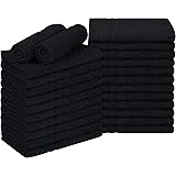 Utopia Towels Cotton Bleach Proof Salon Towels (24-Pack, Black,16x27 inches) - Bleach Safe Gym Hand Towel